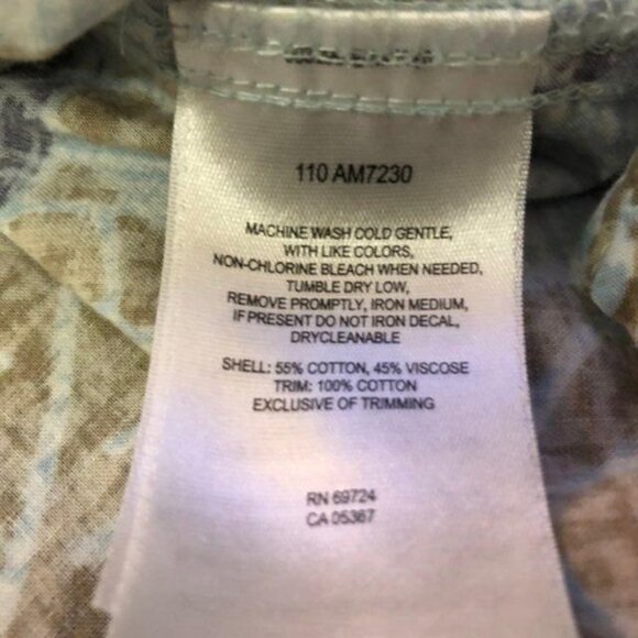 Columbia Camp Shirt Mens M Blue Tan Leaf Print Hawaiian Casual Summer Travel Y2K - Picture 9 of 16